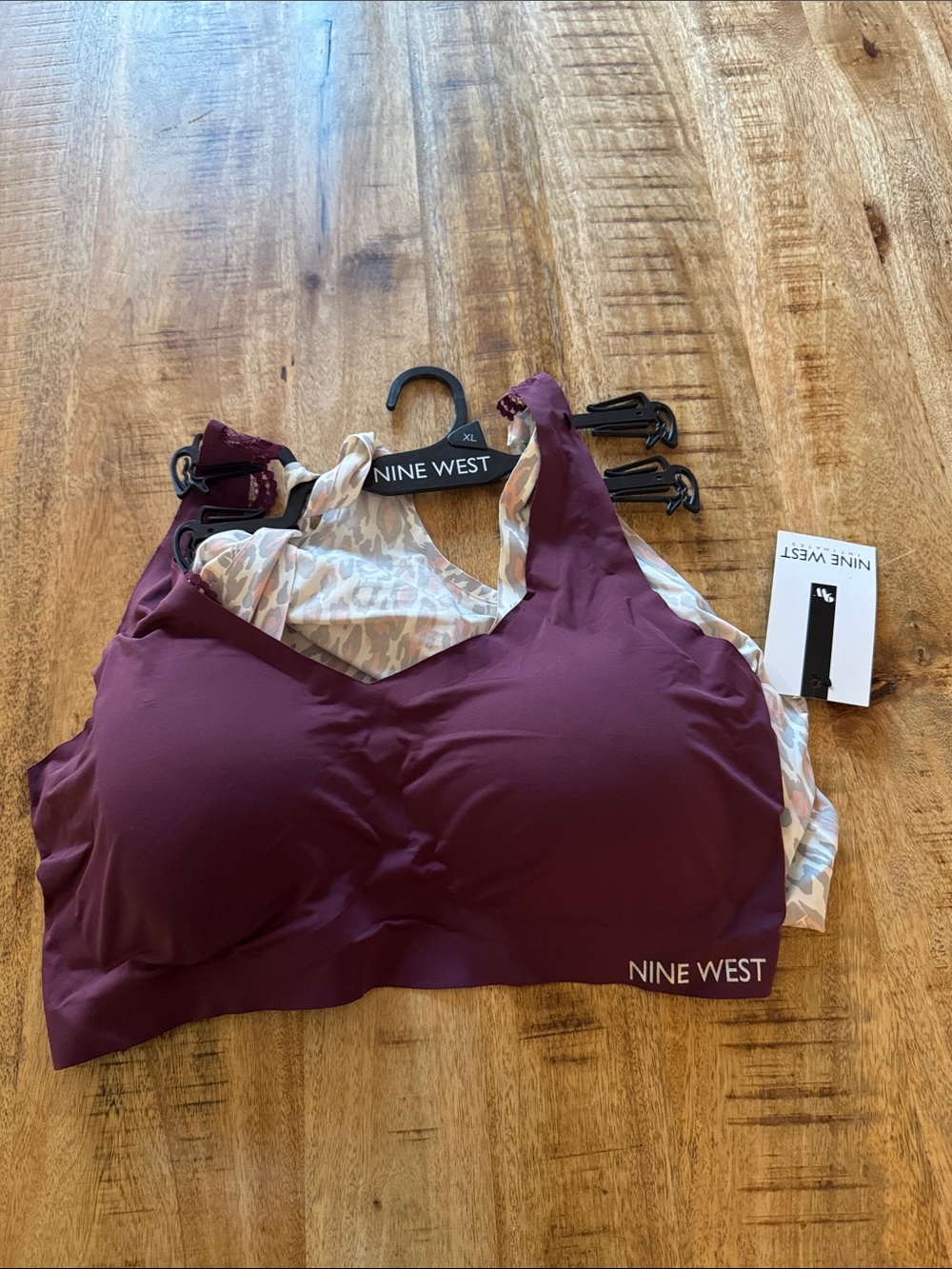 Nine West Wireless Seamless Bra set of 2- Purple and animal print XL NEW NWT